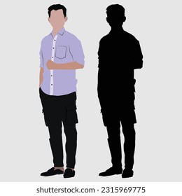 Adult Boy Business Stand Style Silhouettes and Portrait