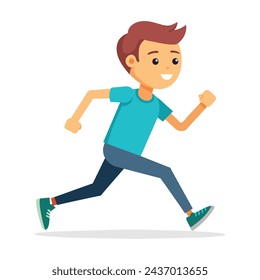 Ein erwachsener Junge Run Vektor flache Illustration