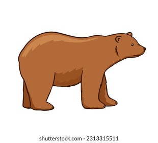 Erwachsenenbrauner Bär. Vektorflache Cartoon-Illustration einzeln auf weißem Hintergrund. Waldtier.