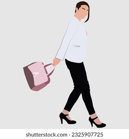 Adult Business Girl Embarking on a Market Journey, Portrait, and Silhouettes.