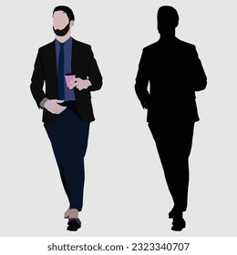 The Adult Business Man Embracing the Power of Coffee in Captivating Portraits and Silhouettes.