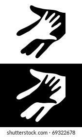 Adult Care About Child. Two Hands Symbol. Vector Illustration