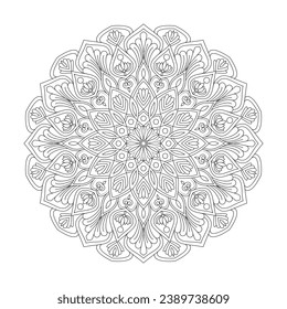 Adult Celestial Serenity mandala coloring book page for kdp book interior. Peaceful Petals, Ability to Relax, Brain Experiences, Harmonious Haven, Peaceful Portraits, Blossoming Beauty mandala design.