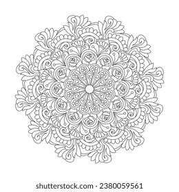 Adult celestial whirls coloring book page for kdp book interior. Peaceful Petals, Ability to Relax, Brain Experiences, Harmonious Haven, Peaceful Portraits, Blossoming Beauty mandala design.