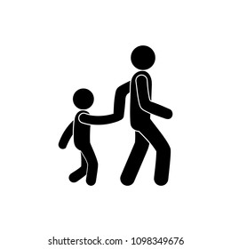 Adult Child Walking Holding Hands Stick Stock Vector (Royalty Free ...