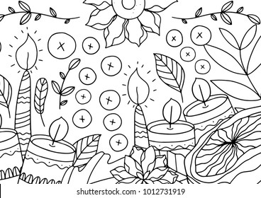  Adult and children coloring pages. Color in your  own calendar. Unique illustration. Design elements. Print it yourself. 