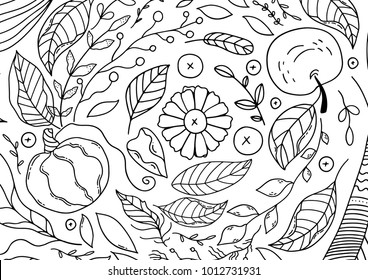  Adult and children coloring pages. Color in your  own calendar. Unique illustration. Design elements. Print it yourself. 