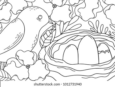  Adult and children coloring pages. Color in your  own calendar. Unique illustration. Design elements. Print it yourself. 