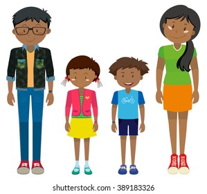 Adult and children standing together illustration