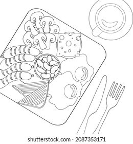 adult, children's coloring book antistress delicious food