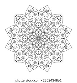 Adult Coloing Book Ornamental Mandala design