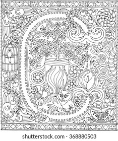 Adult Coloring Book Art Alphabet Letter C Zen Relaxation