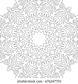 Adult coloring book. Black and white Seamless ethnic pattern. Tribal zentangle. Mandala ornament