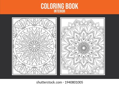 Adult Coloring book. flower drawing page. art book page