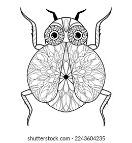 Erwachsenenfarbbuch von Damenbug. Liniendesign für Antistress-Farbseiten im zentangle-Stil