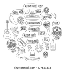 Adult coloring book Mexico Mexican cuisine, food and drinks Day of the dead Hello! How are you? Food. Drinks