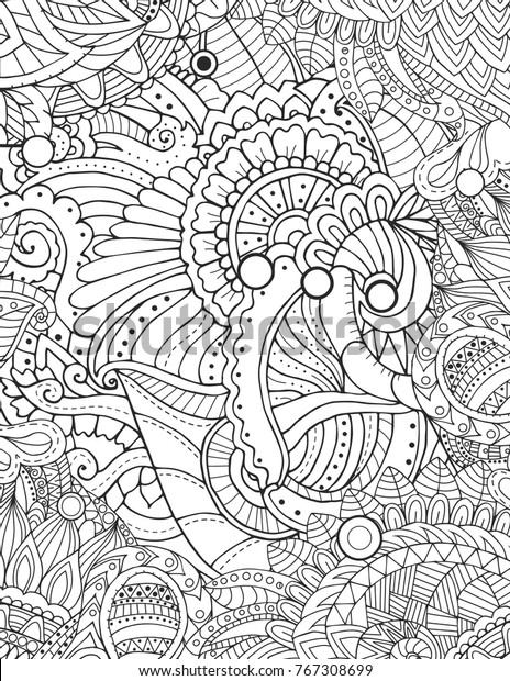Download Adult Coloring Book Page A4 Abstrack Stock Vector (Royalty Free) 767308699