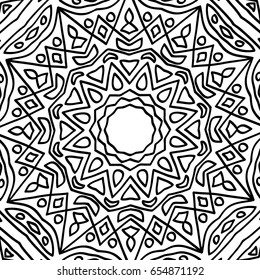 Adult Coloring Book Page. Abstract Seamless Black and White Pattern for Coloring, Wallpaper, Textile, Fabric, Tile