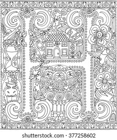 Adult Coloring Book Page Alphabet Letter H Vector Art Sheet for Relaxation Therapy