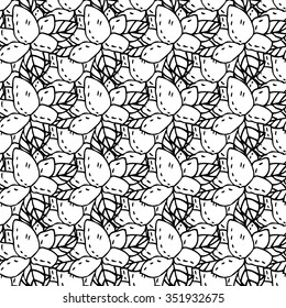 Adult coloring book page design with floral seamless pattern. Floral seamless pattern. Vector illustration