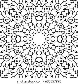 Adult Coloring Book Page. Seamless Black and White Pattern. Detailed Flourish Design for Textile, Fabric, Wallpaper