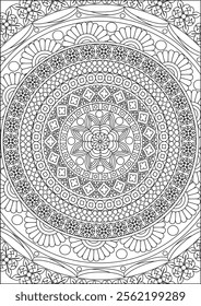 Adult Coloring Book Pattern Mandala Vector