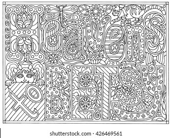 Adult Coloring Book Total Nonsense Heavens To Betsy Vector Illustration Poster Art
