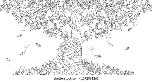 Adult Coloring Fairy Tree