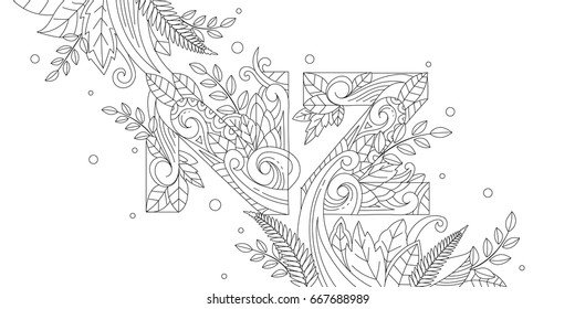 Adult Coloring Illustration of New Zealand Letter