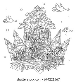 zentangle coloring pages treehouses