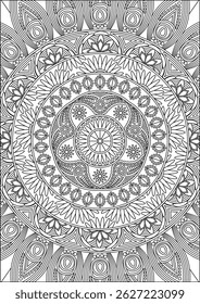 Adult Coloring Mandala Full Page Vector