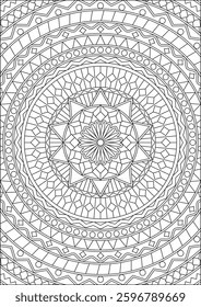 Adult Coloring Mandala Line Art Vector