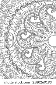 Adult coloring mandala page white and black vector