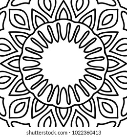 Adult Coloring Page. Black and White Pattern with Tribal Zentangle Mandala. Vector Ethnic Ornament for Cloth, Swimwear, Dress