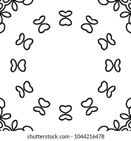 Adult Coloring Page. Black and White Pattern with Tribal Zentangle Mandala. Vector Ethnic Ornament for Cloth, Swimwear, Dress