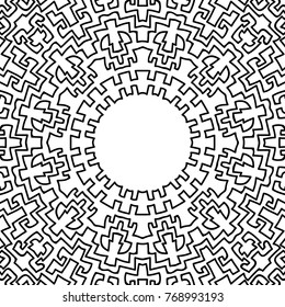 Adult Coloring Page. Black and White Pattern with Tribal Zentangle Mandala. Vector Ethnic Ornament for Cloth, Swimwear, Dress