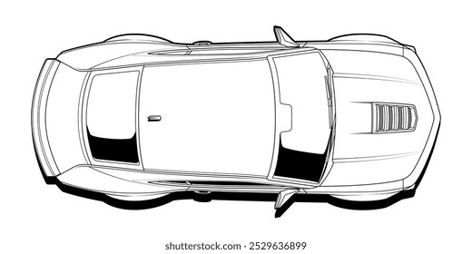 Adult coloring page for book and drawing. Vector illustration. High speed drive vehicle. Graphic element. Car front. Black contour sketch illustrate Isolated on white background.