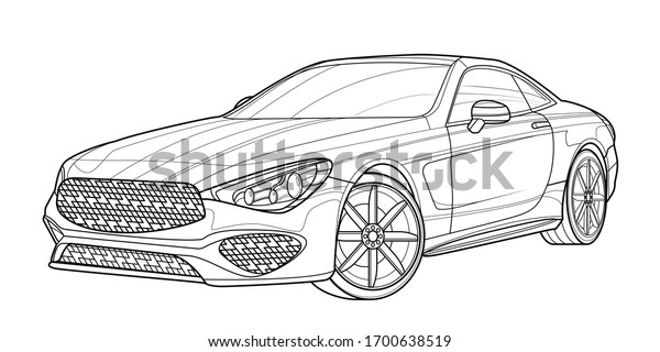 Adult\
coloring page for book and drawing. Funny vector illustration. High\
speed drive vehicle. Graphic element. Car wheel. Black contour\
sketch illustrate Isolated on white\
background.