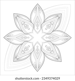 adult coloring page for fun project. Decorative Doodle flowers in black and white for coloring page, cover, wedding invitation, greeting card, wall art and wallpaper. 