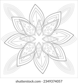 adult coloring page for fun project. Decorative Doodle flowers in black and white for coloring page, cover, wedding invitation, greeting card, wall art and wallpaper. 