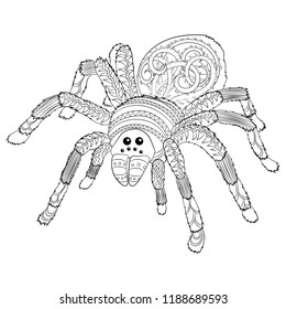 Adult coloring page with Halloween nasty spider