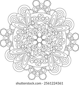 Adult Coloring Page Intricate Circular Pattern Zentangle