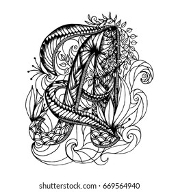 Adult Coloring Page Letter Alphabet Stock Vector (Royalty Free ...