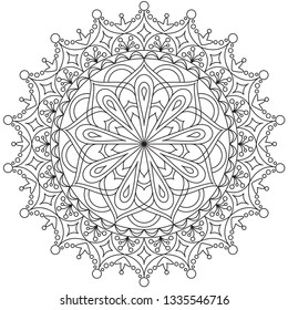 Adult coloring page. Mandala coloring book. Vector illustration. Meditation and relax. 