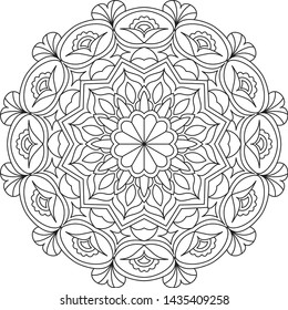 Adult coloring page. Mandala coloring book. Vector illustration. Meditation and relax. 