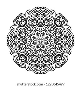 Adult coloring page. Mandala vector for art, coloring book, zendoodle. Round zentangle for coloring book pages, mandala design. Coloring mandala. round ornament  lace pattern 