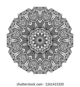 Adult coloring page. Mandala vector for art, coloring book, zendoodle. Round zentangle for coloring book pages, mandala design. Coloring mandala. round ornament  lace pattern 