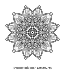 Adult coloring page. Mandala vector for art, coloring book, zendoodle. Round zentangle for coloring book pages, mandala design. Coloring page with mandala. round ornament  lace pattern 