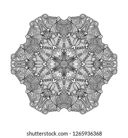 Adult coloring page. Mandala vector for art, coloring book, zendoodle. Round zentangle for coloring book pages, mandala design. Coloring page with mandala. round ornament  lace pattern 