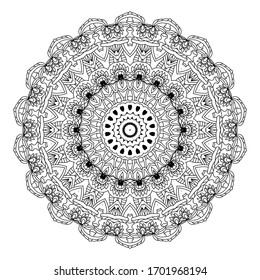 Adult coloring page. Mandala vector for art, coloring book, zendoodle. Round zentangle for coloring book pages, mandala design. Coloring mandala. round ornament lace pattern